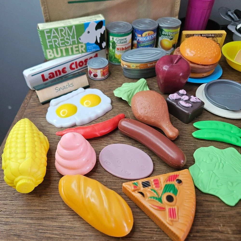 Melissa & Doug +Misc Fresh Mart Grocery Store‎ Play Food Set w/ Apron & Bag 48pc - Picture 4 of 5
